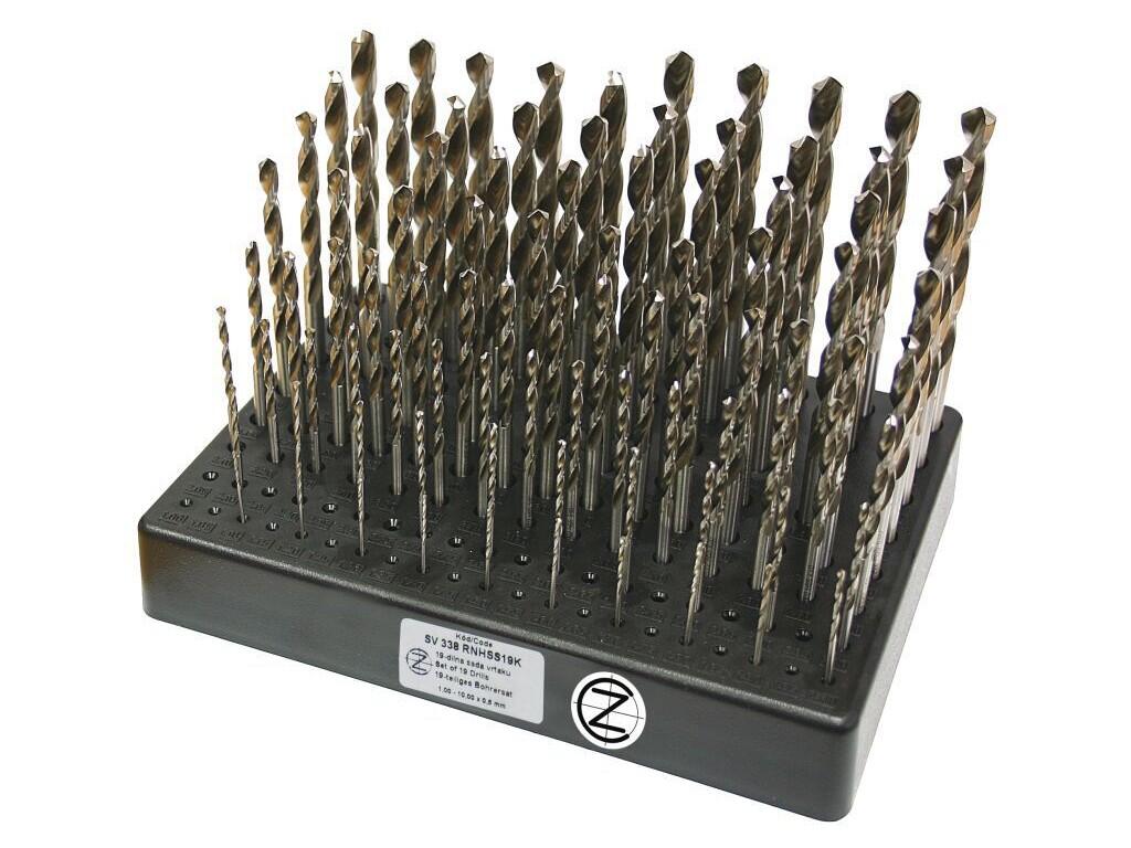 Sada vrtáků 91-dílná 1,00-10,00x0,1mm DIN 338RWHSS Lesklá, stojánek plastový - SV338RWHSS-91P