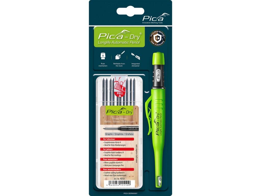 PICA Dry - AUTOMATICKÁ TUŽKA + TUHY 4050 NÁHRADNÍ KULATÉ PRO PICA Dry - VODĚODOLNÉ - BLISTER - PC-30405