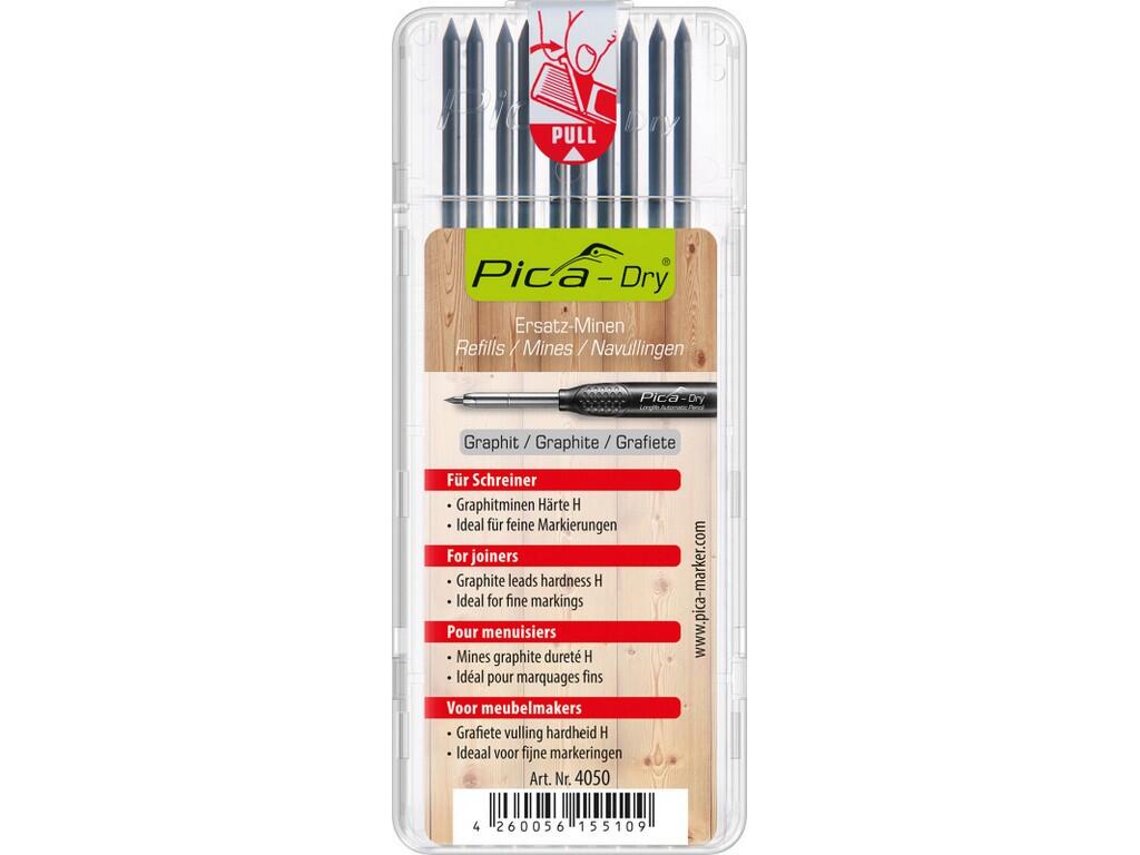TUHY NÁHRADNÍ KULATÉ PRO PICA Dry - VODĚODOLNÉ - PRO TRUHLÁŘE, PÍŠE NA SUCHÉ POVRCHY - 10x ČERNÁ - PC-4050