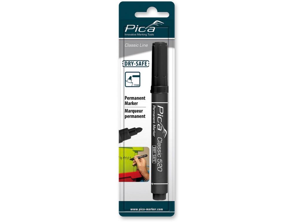 FIX - PERMANENTNÍ ZNAČKOVAČ - ALKOHOLOVÁ BÁZE - NEVYSYCHAJÍCÍ (AŽ 14 DNÍ BEZ VÍČKA) - VÁLCOVÝ HROT ŠPIČATÝ 2,5 - 5mm - 10ks V BALENÍ, CENA ZA 1ks - ČERNÝ - BLIS - PC-520/46/SB