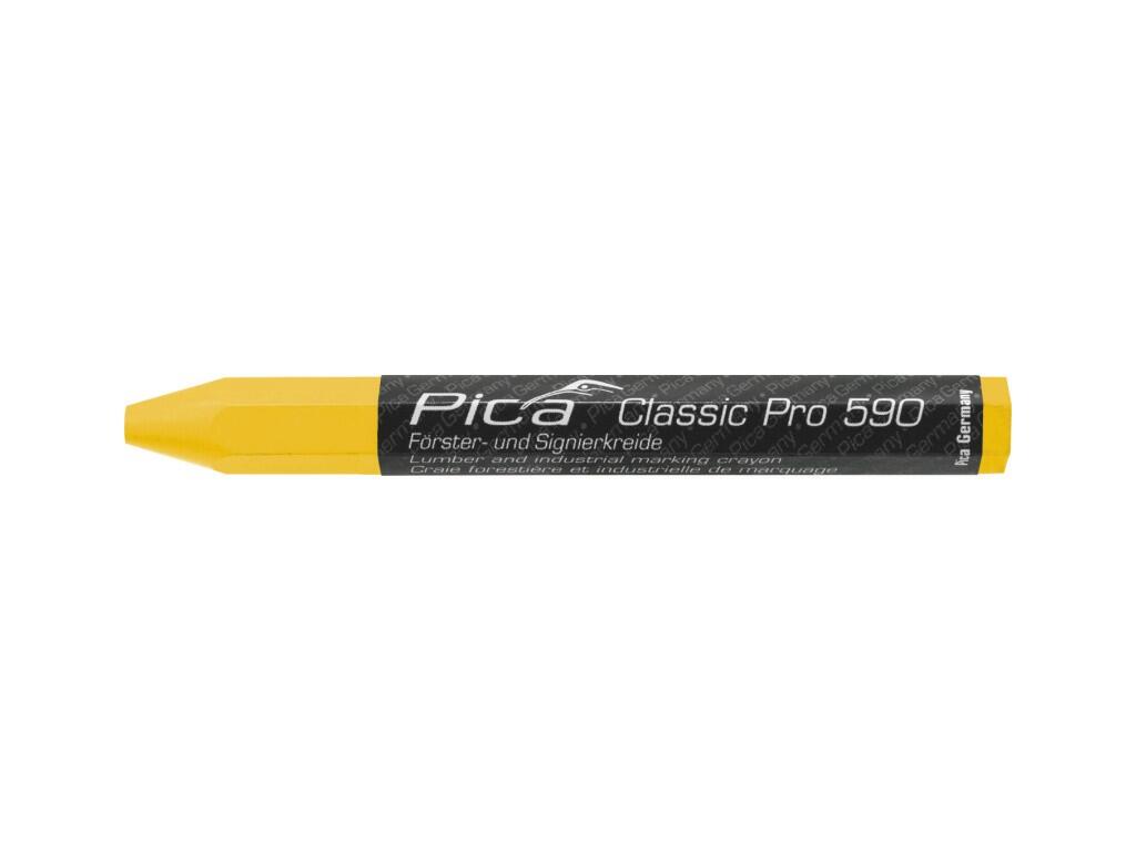 PICA KŘÍDOVÝ ZNAČKOVAČ PRO - PÍŠE NA MOKRÉ I SUCHÉ DŘEVO, KOV, KÁMEN, BETON, PLAST A DALŠÍ MATERIÁL, 120x12mm -12ks V BALENÍ, CENA ZA 1ks - ŽLUTÝ - PC-590/44