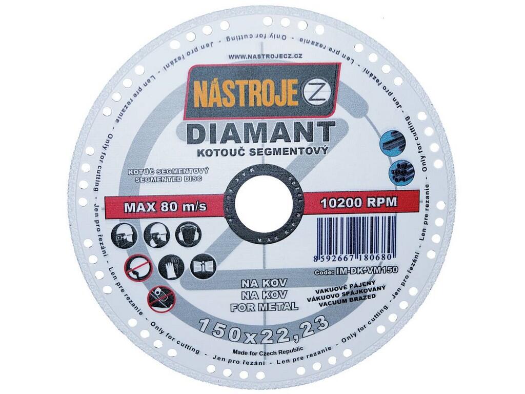 Kotouč diamantový s chladícími segmenty vakuově pájený 150x1,8x22mm na kov - IM-DK-VM150