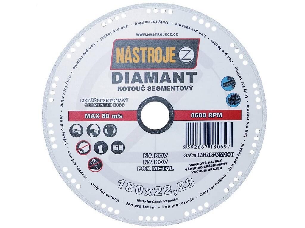 Kotouč diamantový s chladícími segmenty vakuově pájený 180x2,0x22mm na kov - IM-DK-VM180