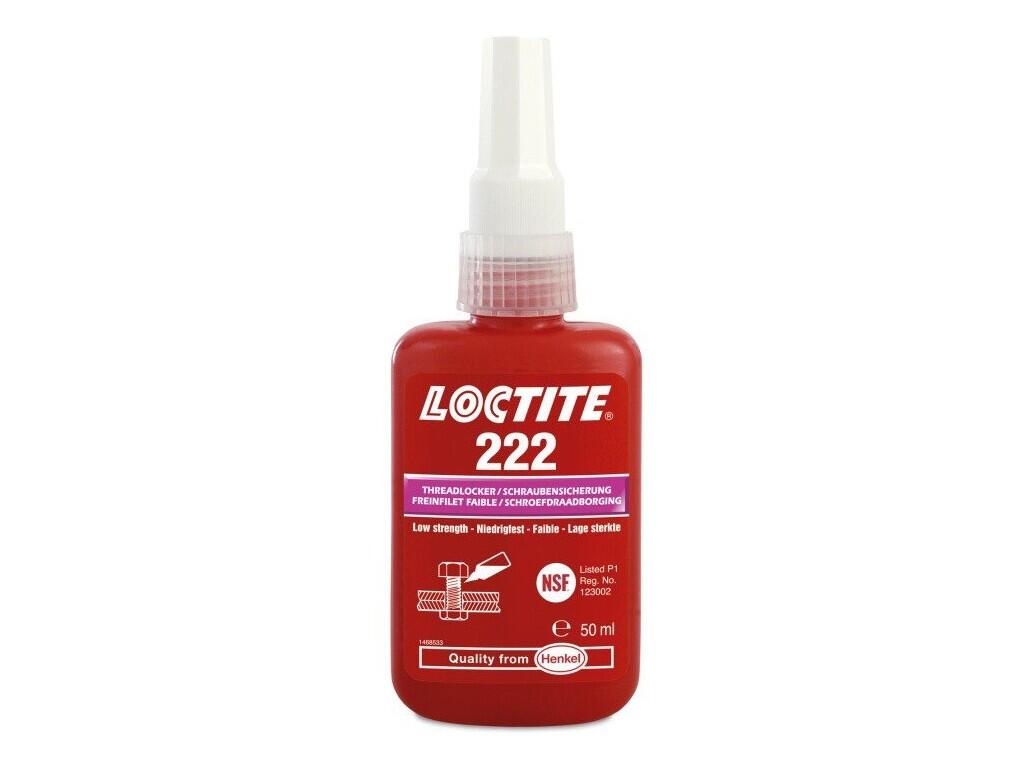 Loctite 222 / 50 ml pro zajišťování a těsnění závitových spojů, které vyžadují snadnou demontáž za použití běžného ručního nářadí - LC-222-050