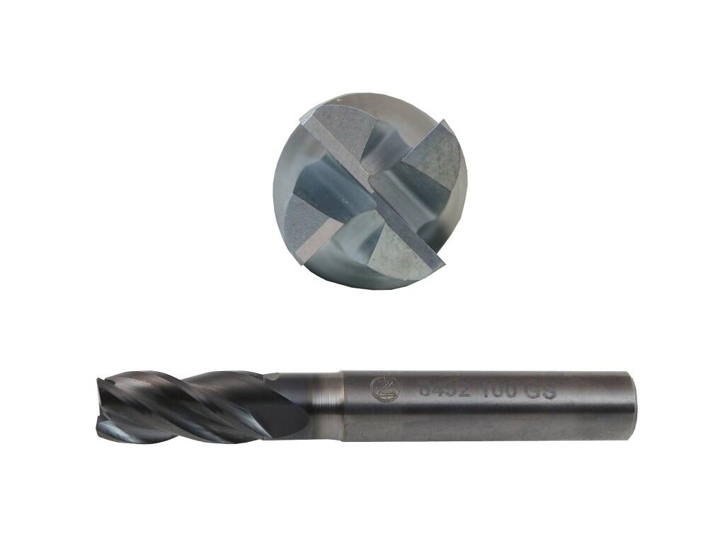 Fréza 6-57/13/21mm, 4břity, stopka 6mm, sražení 0,2x45°, čelní válcová, břit přes střed - CZTK-8452-060-GS-HB