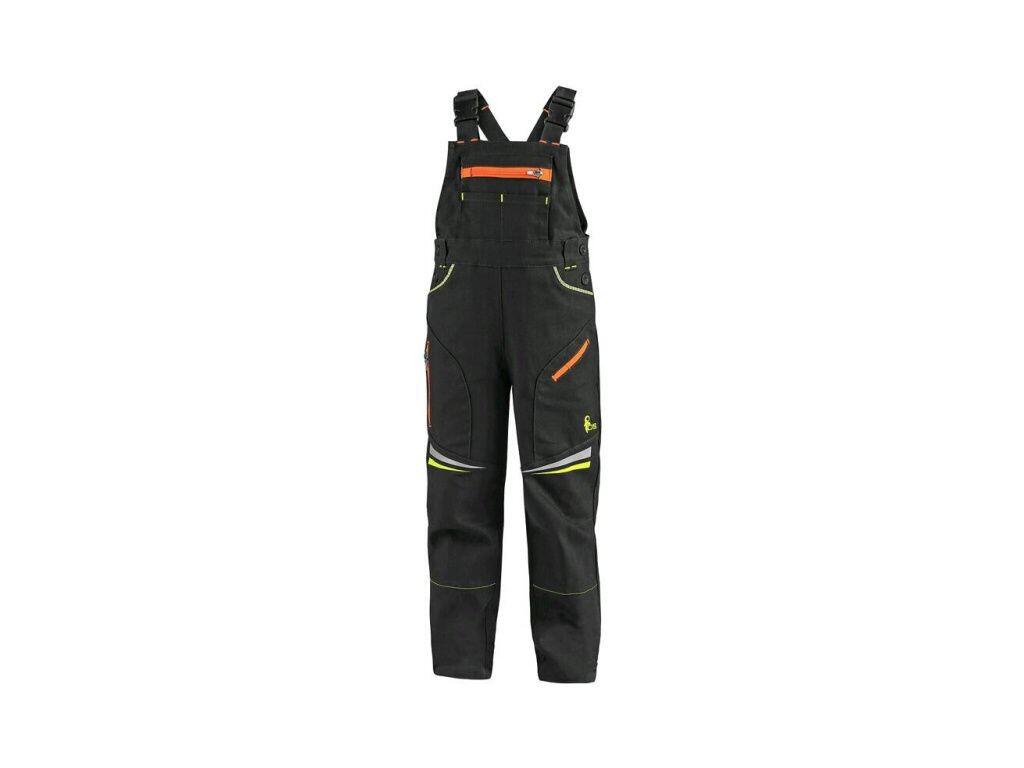 Zahradníky CXS GARFIELD, dětské, černé s HV žluto/oranžovými doplňky, vel. 100 - CN-1030-012-816-10