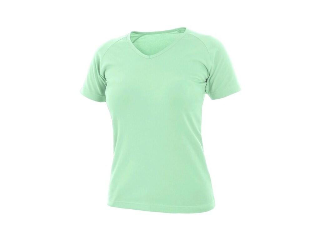 Tričko ELLA, dámské, výstřih do V, krátký rukáv, mátová, vel. XXL - CN-1610-178-528-96