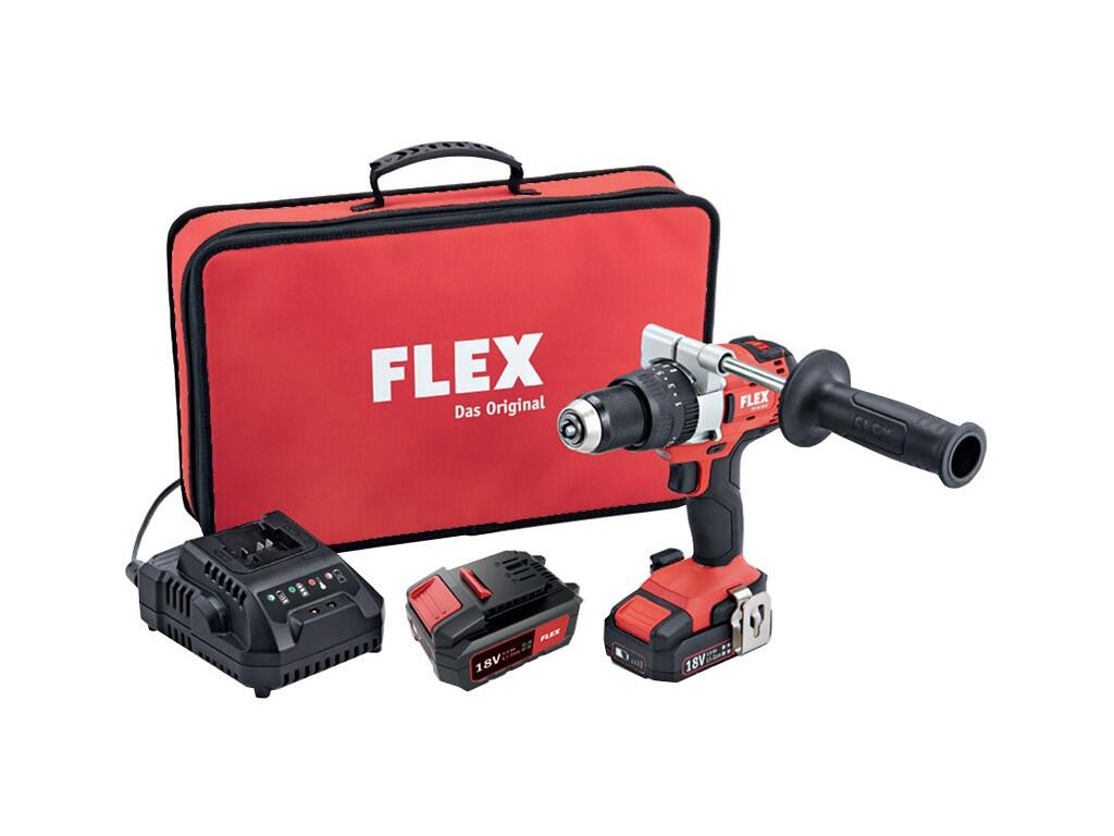PD 2G 18.0-EC FS55 2-rychlostní aku-vrtačka s příklepem + 2x akumulátor 5.0Ah FLEX + Sada vrtáků 91-dílná 1,00-10,00x0,1mm 221121RNHSS - SET-FX-500356-II22