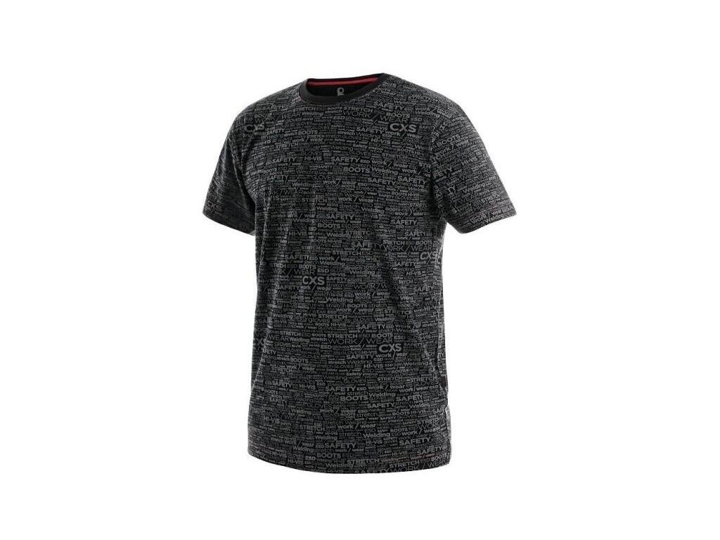 Tričko DARREN, krátký rukáv, potisk CXS logo, černé, vel 5XL - CN-1610-200-800-99