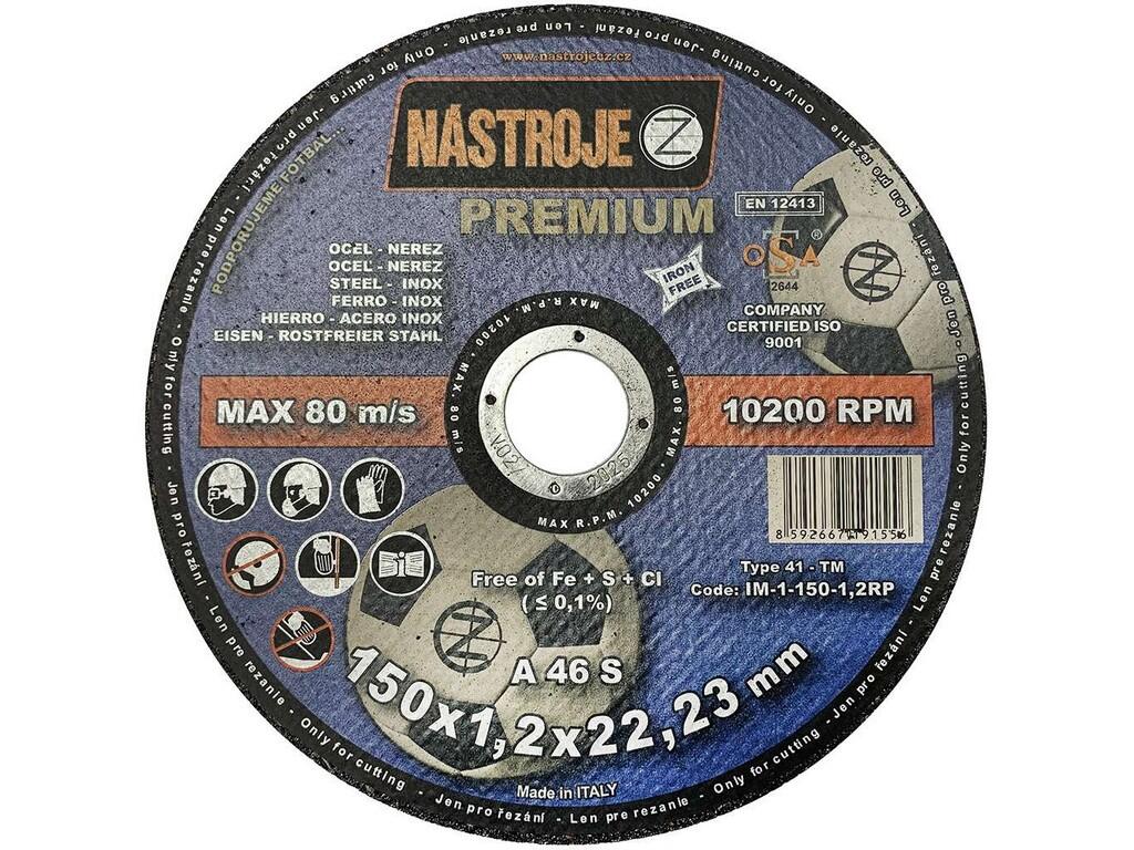 Kotouč řezný 150x1,2x22 na ocel a nerez 100 ks v bal. PREMIUM - certifikát OSA - IM-1-150-1,2RP