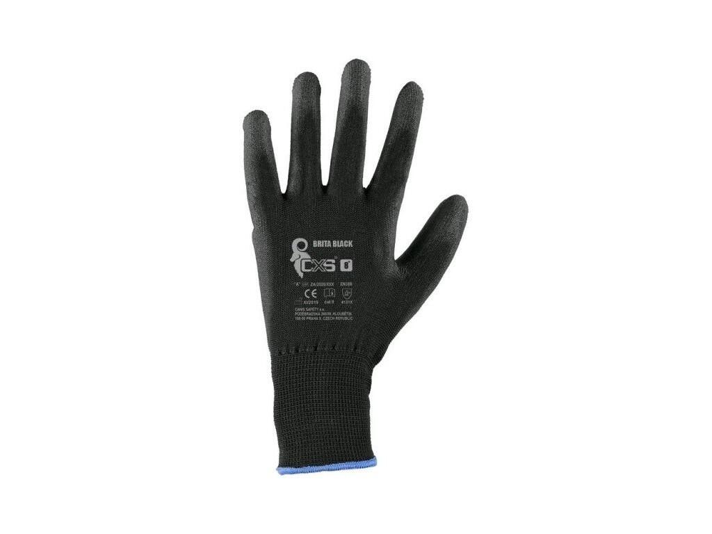 Rukavice BRITA BLACK,  máčené v polyuretanu, černé, vel. 05 b1/12/240 - CN-3440-001-800-05