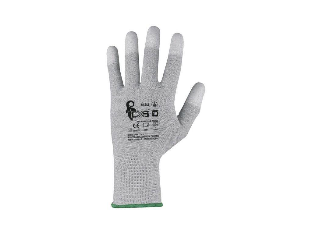 Rukavice CXS SILOLI, antistatické, ESD, povrstvené konečky prstů, vel. 06 b1/12/240 - CN-3670-035-714-06