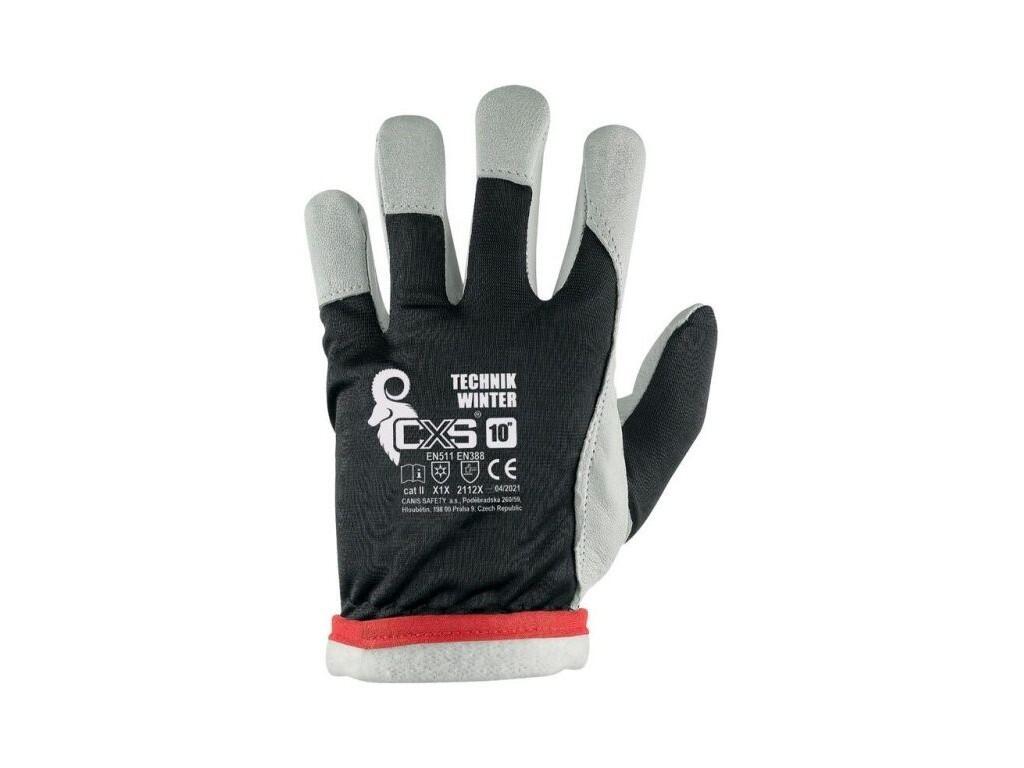 Rukavice TECHNIK WINTER, zimní, kombinované, černo-bílé, vel. 9 b1/120 - CN-3700-009-801-09