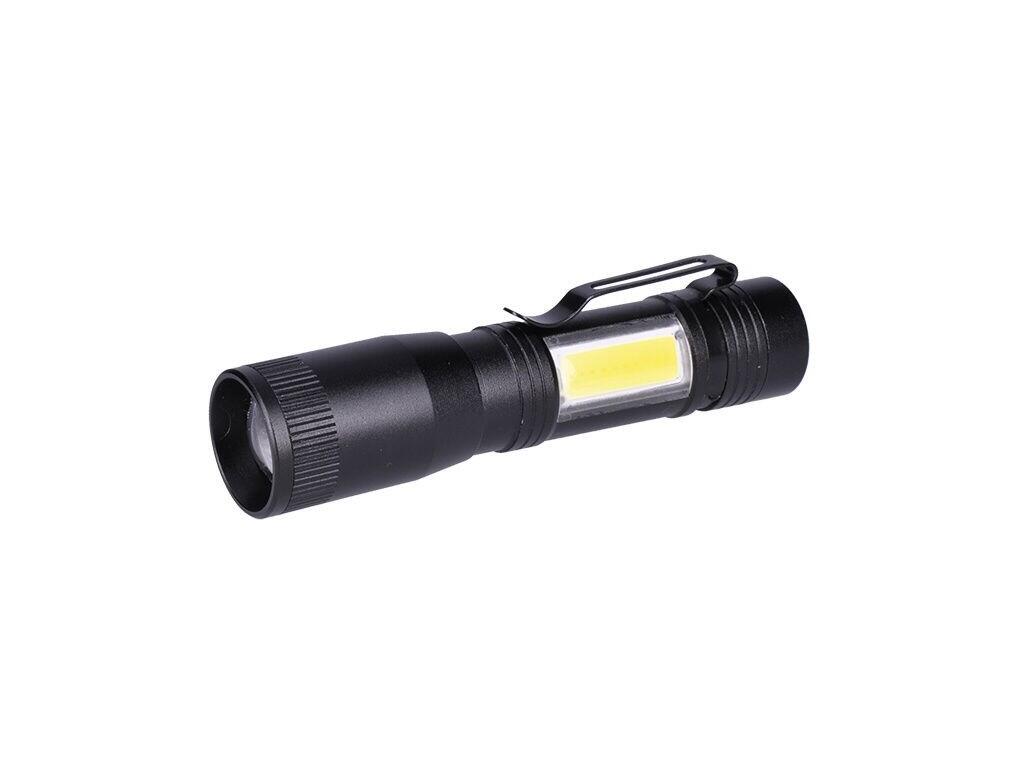 LED kovová svítilna 3W + COB, 150 + 60lm, AA, černá b96 - SH-WL115