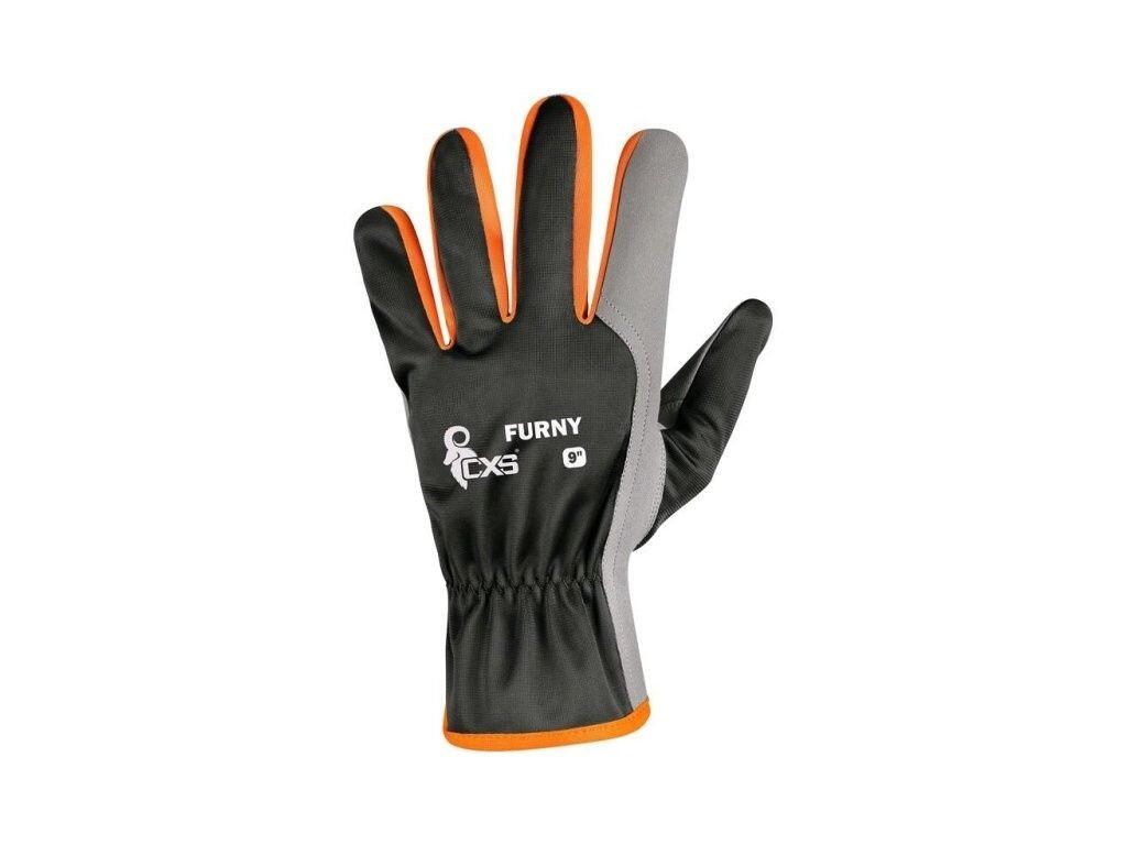 Rukavice CXS FURNY, kombinované, černo-oranžové, vel. 10 b1/240 - CN-3220-029-803-10