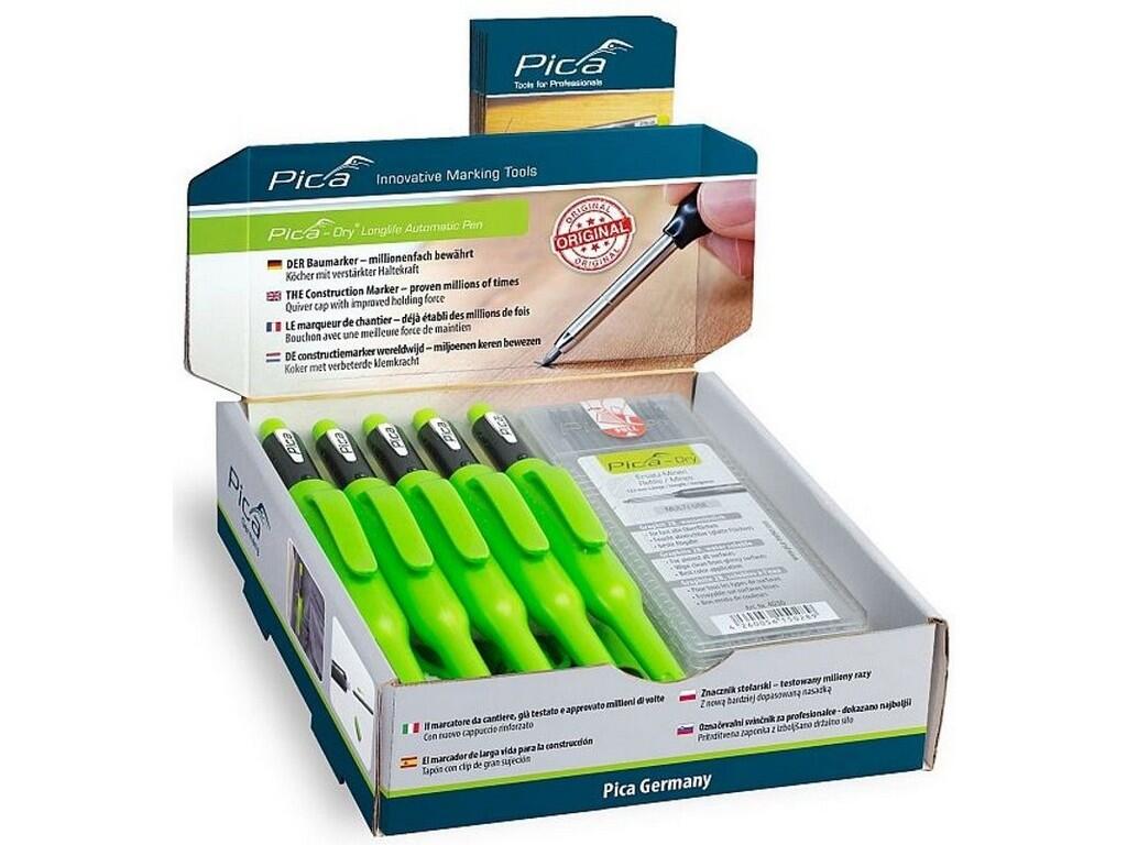 Pica DRY Mini Display - 10x automatická tužka s kulatou tuhou 3030, 5x tuhy náhradní 4030 - PC-3029