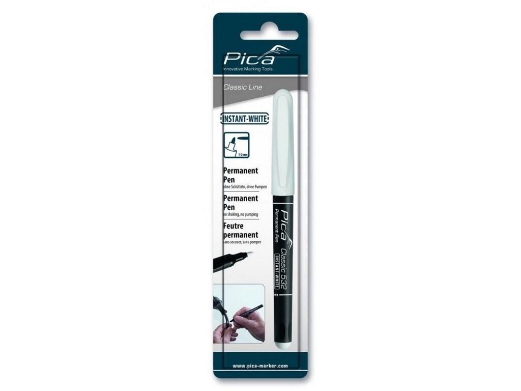Fix - Permanentní značkovač Pica Classic 'instant white' kulatý hrot 1-2mm bílý, na blistru - PC-532/52/SB