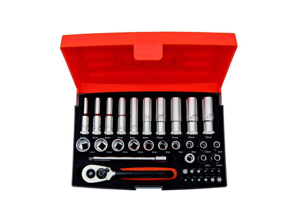 Sada hlavic 1/4", 37-dílná 195x45x130mm, 900g - BA-SL25L