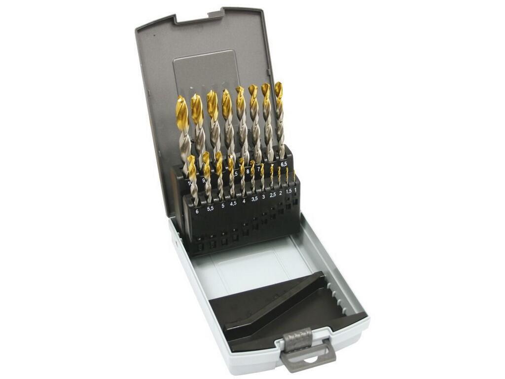 Sada vrtáků 19 dílná, 1,00-10,00x0,5mm S338RCZ001HSSAX TiN - SV338RCZ001HSSTIN-19P