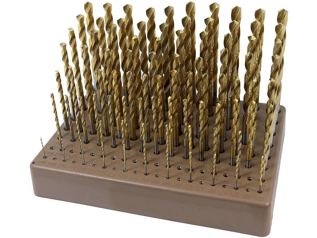 Sada vrtáků 91-dílná 1,00-10,00x0,1mm DIN 338RNHSSTiN Lesklá, stojánek plastový - SV338RNHSSTIN-91P