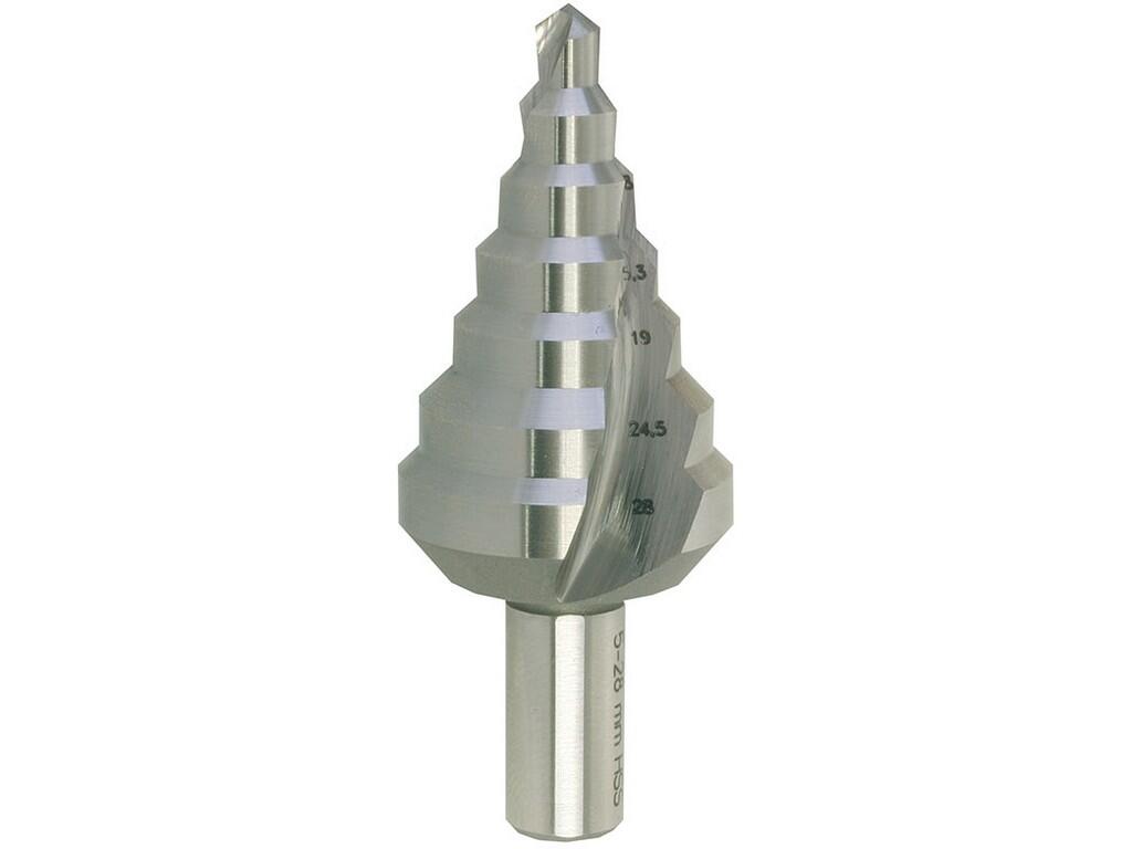 Vrták stupňovitý HSS 5-28mm/7st. - G 5-8,8-11,8-15,3-19-24,5-28 stopka 10mm - VS7HSS