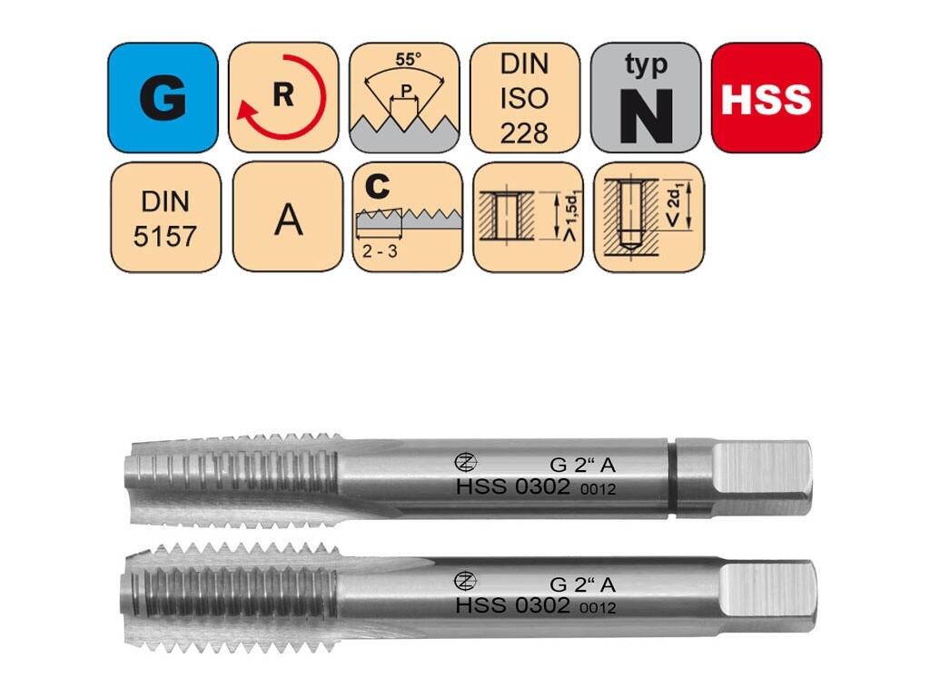 Sadový závitník G5/8" I+III SADA A HSS DIN 5157 - 0302 - CZZ0302-G5/8"-SD-A