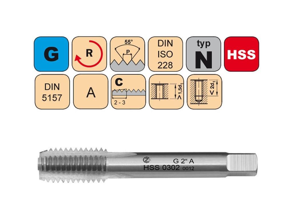 Sadový závitník G1 1/8" III A HSS DIN 5157 - 0302 - CZZ0302-G1-1/8"-III-A