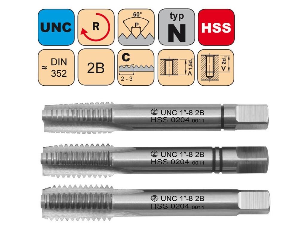 Sadový závitník UNC No.8-32 SADA 2B HSS DIN 352 - 0204 - CZZ0204-UNC-8-32-SD-2B