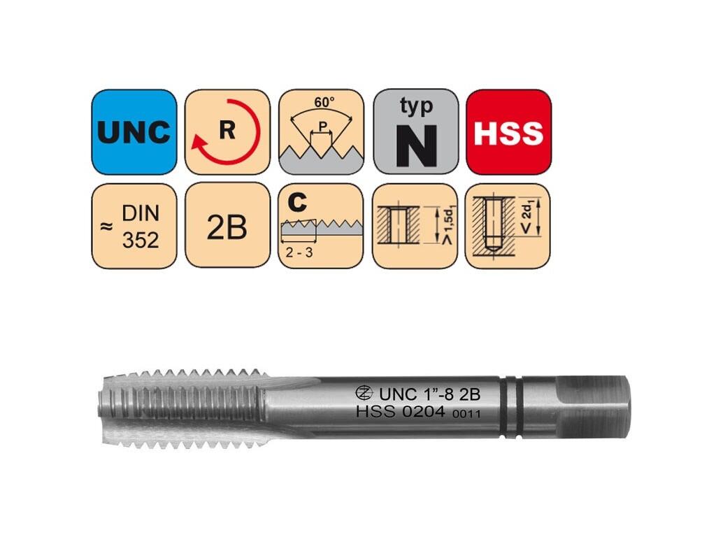 Sadový závitník UNC 1/2"-13 II 2B HSS DIN 352 - 0204 - CZZ0204-UNC-1/2"-13-II-2B
