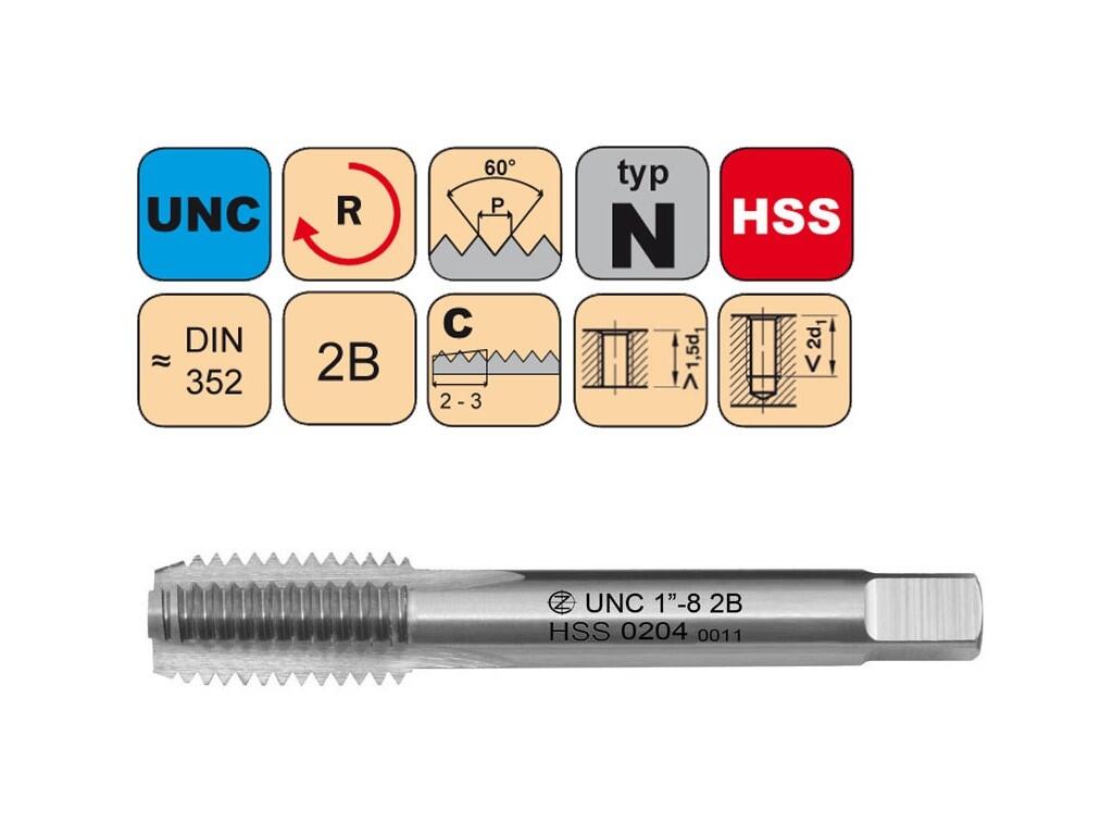 Sadový závitník UNC 1/2"-13 III 2B HSS DIN 352 - 0204 - CZZ0204-UNC-1/2"-13-III-2B