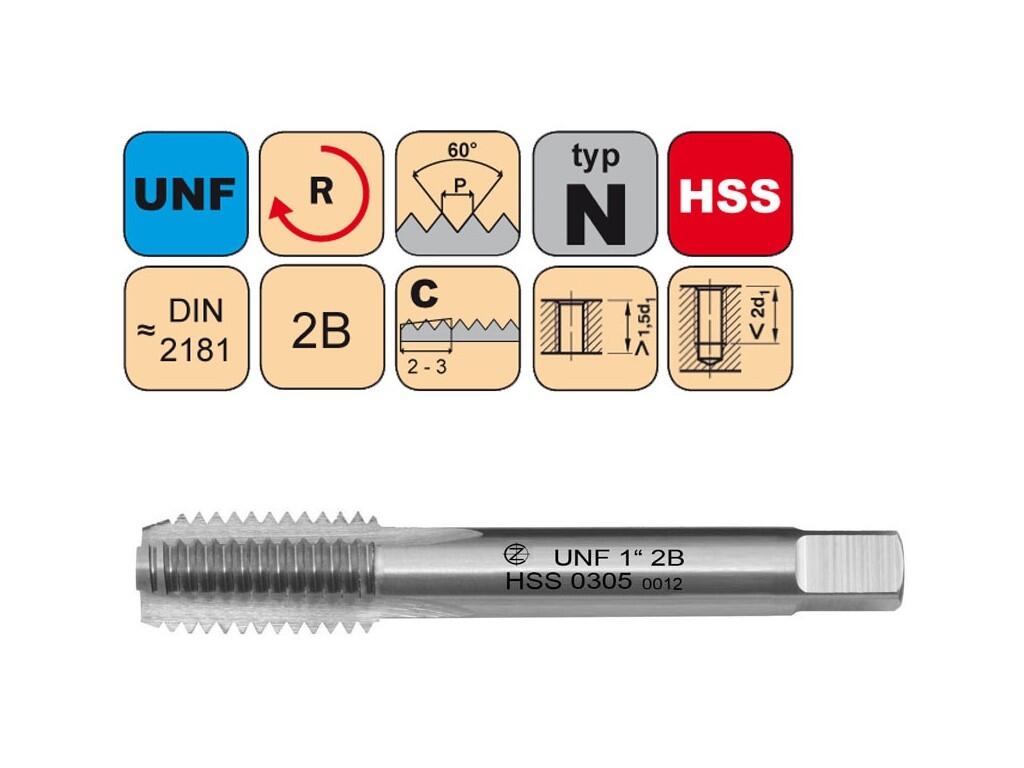 Sadový závitník UNF 9/16"-18 III 2B HSS DIN 2181 - 0305 - CZZ0305-UNF-9/16"-18-III-2B