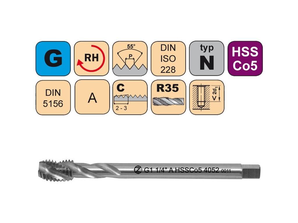 Závitník strojní G1 1/4" A HSSCo5 DIN 5156 RSP35 - 4052 - CZZ4052-G1-1/4"-A