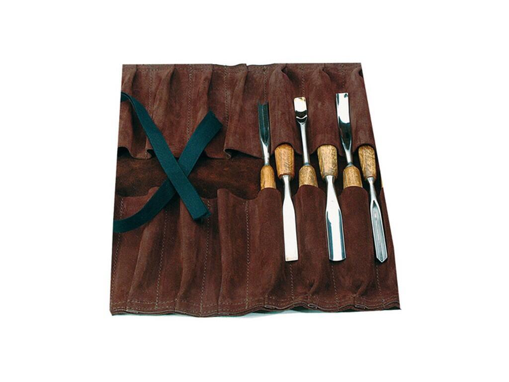 Kapsář na řezbářská dláta, štípaná kůže, 372x330mm, 14 kapes - NB8996-00