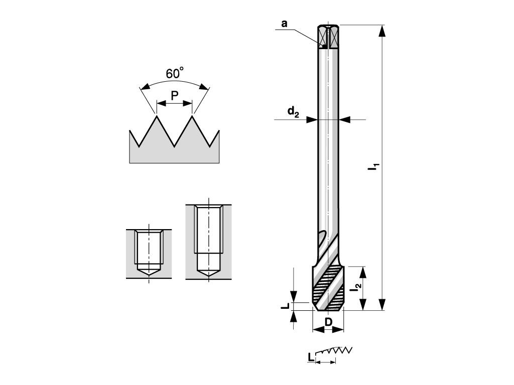 Závitník strojní M24x3 HSSE 2N šroubovitá drážka 35° PN8/1376(DIN37 - BU196-240