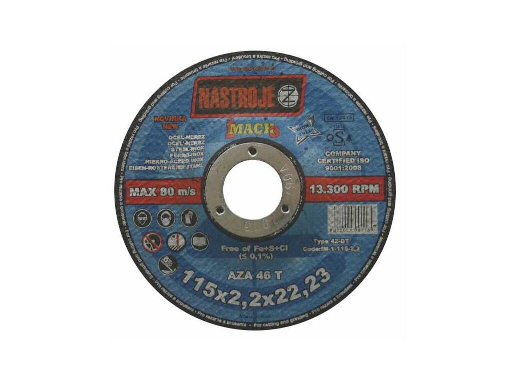 Kotouč řezný a brusný 115x2,2x22 na ocel a nerez - certifikát OSA - IM-1-115-2,2