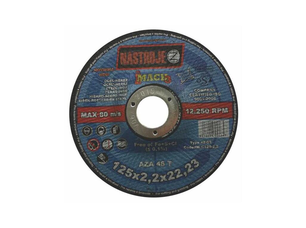 Kotouč řezný a brusný 125x2,2x22 na ocel a nerez - certifikát OSA - IM-1-125-2,2