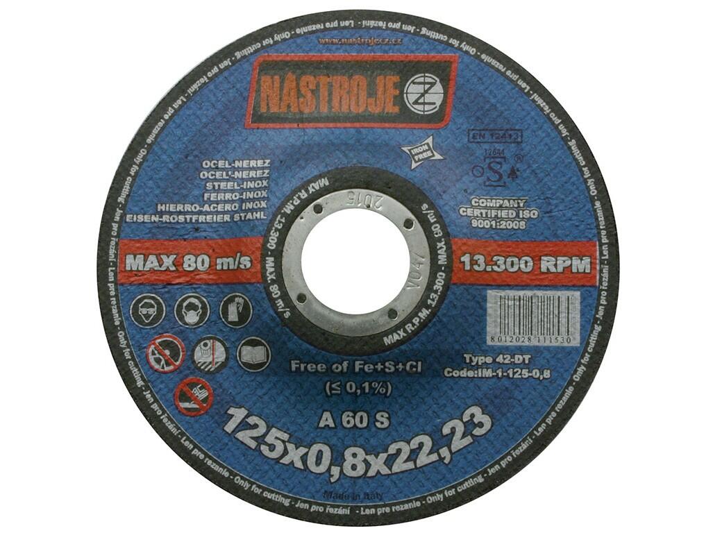 Kotouč řezný 125x0,8x22 na ocel a nerez - certifikát OSA - IM-1-125-0,8