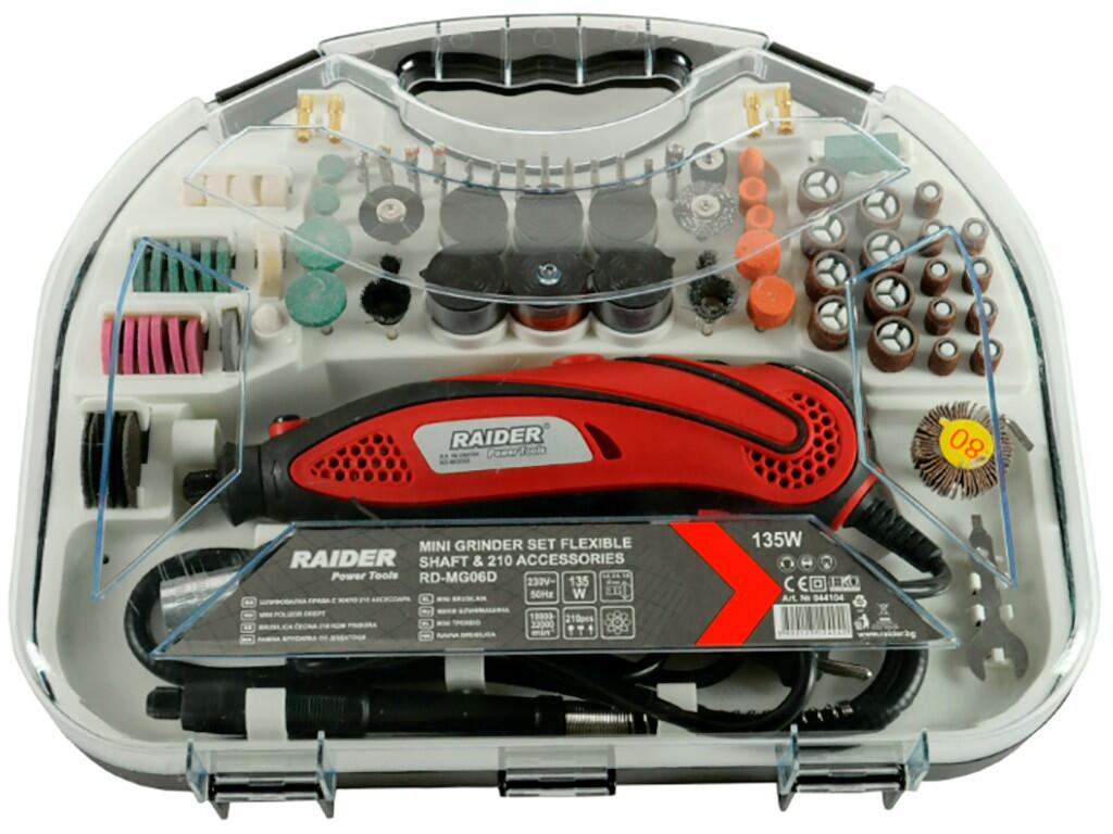 Mini bruska set flexibleshaft & 210 příslušenství 135W RD-MG06D - TM-044104