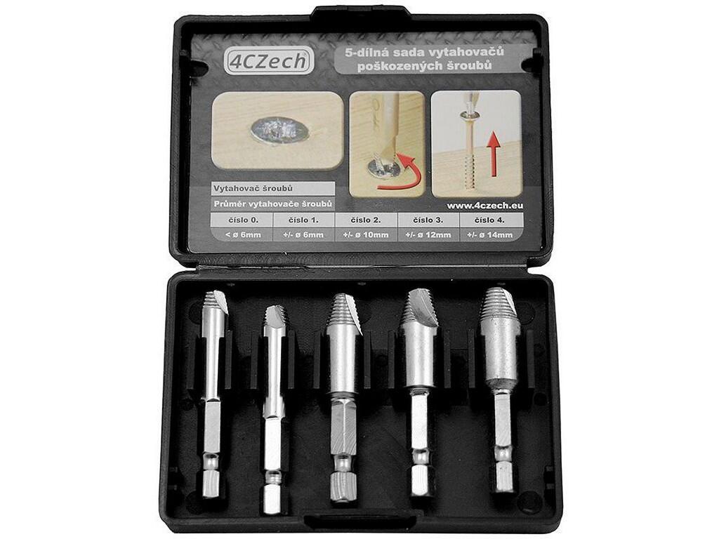 Sada vytahovačů poškozených šroubů HSS 5-dílná č.0,1,2,3,4 - 4CZ-VZS-SET