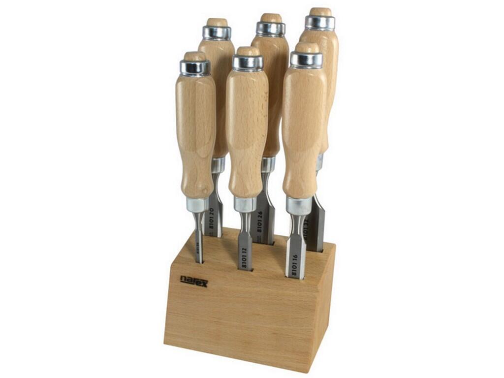 Sada dlát plochých Wood line v dřevěném stojanu, 6,12,16,20,26,32mm - NB8776-01
