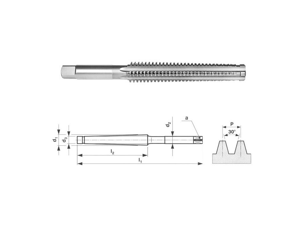 Závitník trapézový 14x4 7H HSS LH ČSN22 3097 levý - BU-TR-3097-14-4-L