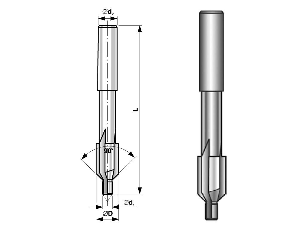 Záhlubník s vodícím čepem D9,5x5,3 HSS pro závit M5 ČSN 22 1605 - BU851-092