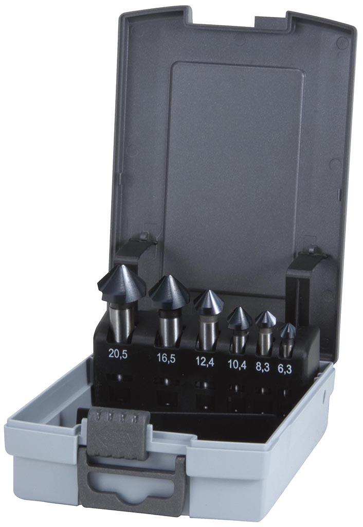 Sada záhlubníků DIN 335 C TYP- Z6 D6,3/8,3/10,4/12,4/16,5/20,5 HSSE TiAlN plast - BU794-806