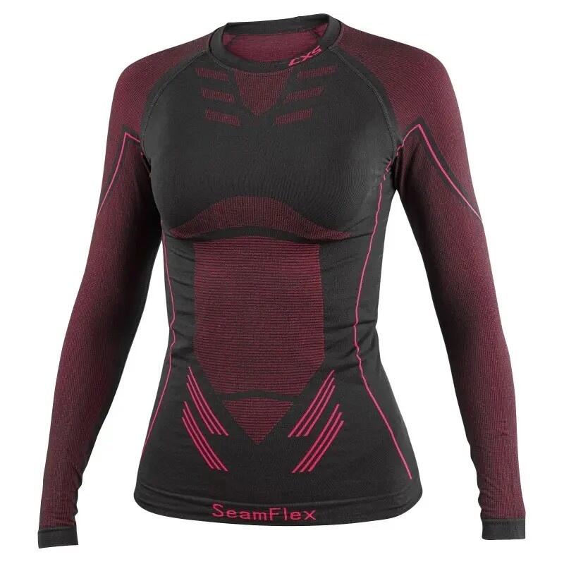 Tričko CXS SeamFlex LADY, funkční, dlouhý rukáv, dámské, černo-růžové, vel. M-L b1/36 - CN-1720-032-804-94