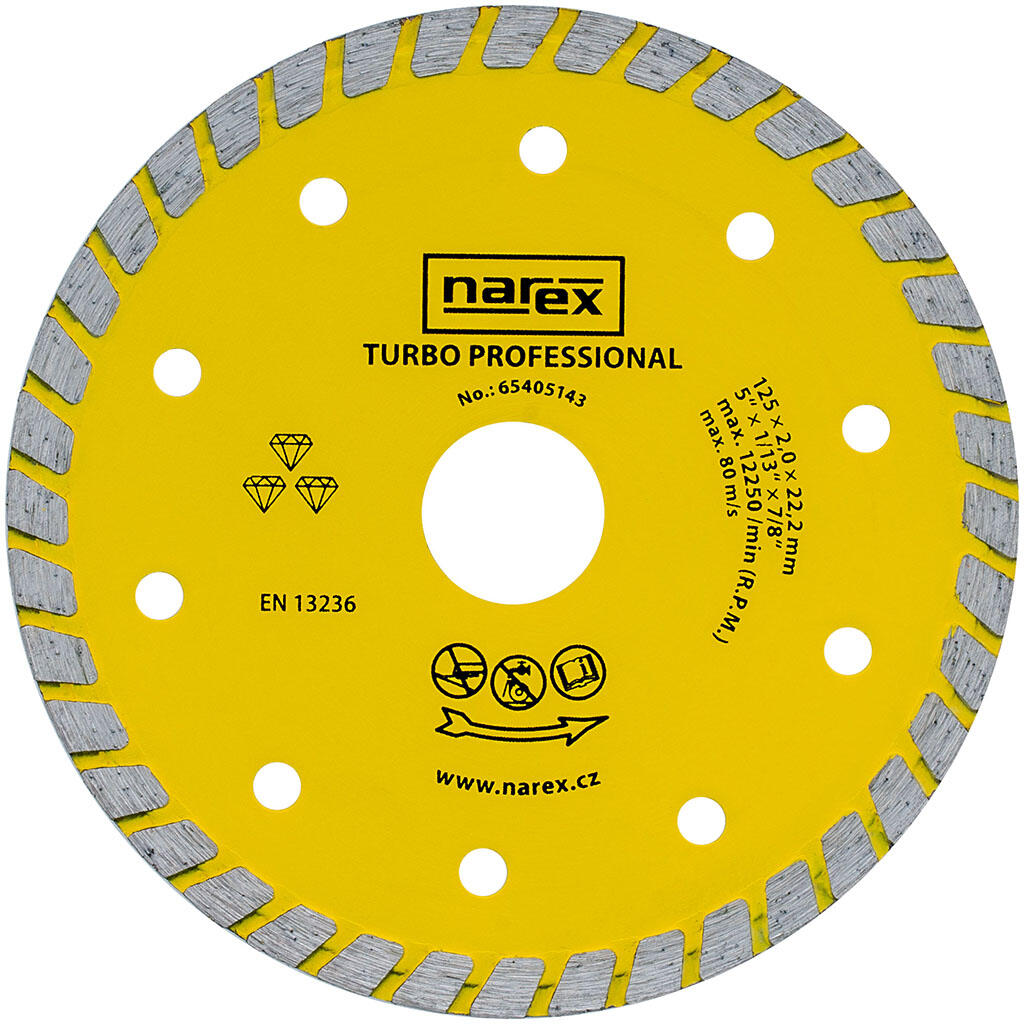 DIA 125 TP Kotouč řezný diamantový pr.125/22,2mm pro stavební materiály - TURBO PROFESSIONAL - 65405143