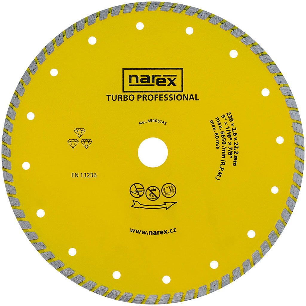 DIA 230 TP Kotouč řezný diamantový pr.230/22,2mm pro stavební materiály - TURBO PROFESSIONAL - 65405145