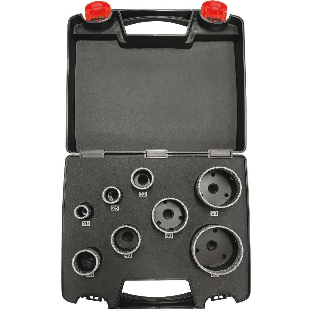 Sada korunek diamantových 20-25-32-35-40-50-60-68mm s upínáním M14 v plastovém kufru - DK-SET08