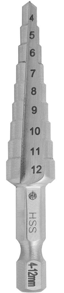 Vrták stupňovitý HSS 4-12mm/9st. 4-5-6-7-8-9-10-11-12 stopka bit 1/4" - VSB0/9HSS
