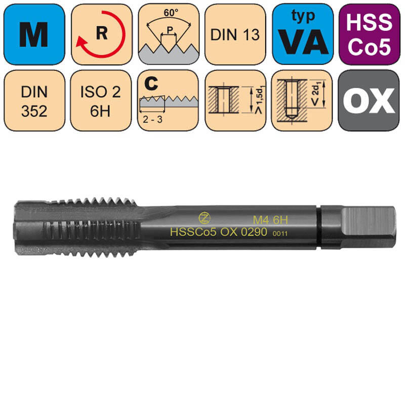 Sadový závitník M18x2,5 I ISO2 HSSCo5 OX DIN 352 - 0290 - CZZ0290-M18-I-ISO2