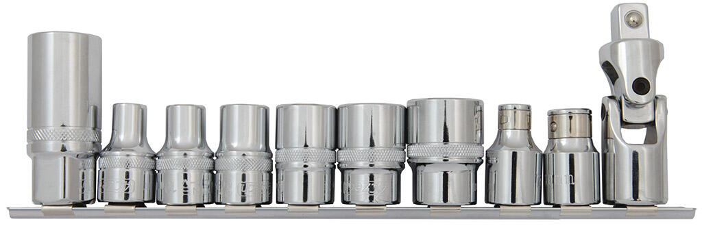 1/2" Sada hlavic na liště - 4CZech ONE 8-10-13-17-19-22, hlavice na svíčky 21mm, adaptér na bity 10mm a 5/16",redukce na 3/8" a 3/4", kardan - 4CZ-126-L11